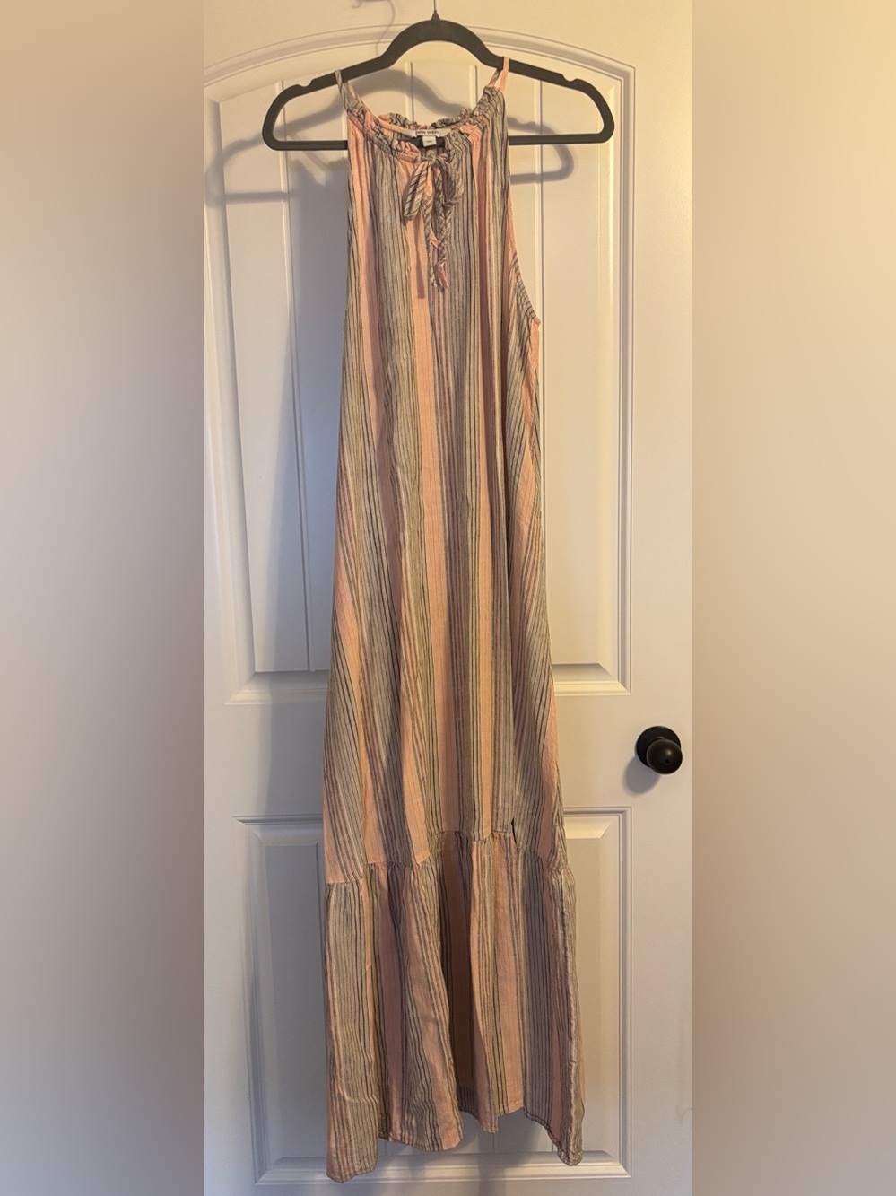 Nine West Gathered Waist Halter Maxi Dress Pink & Brown Medium